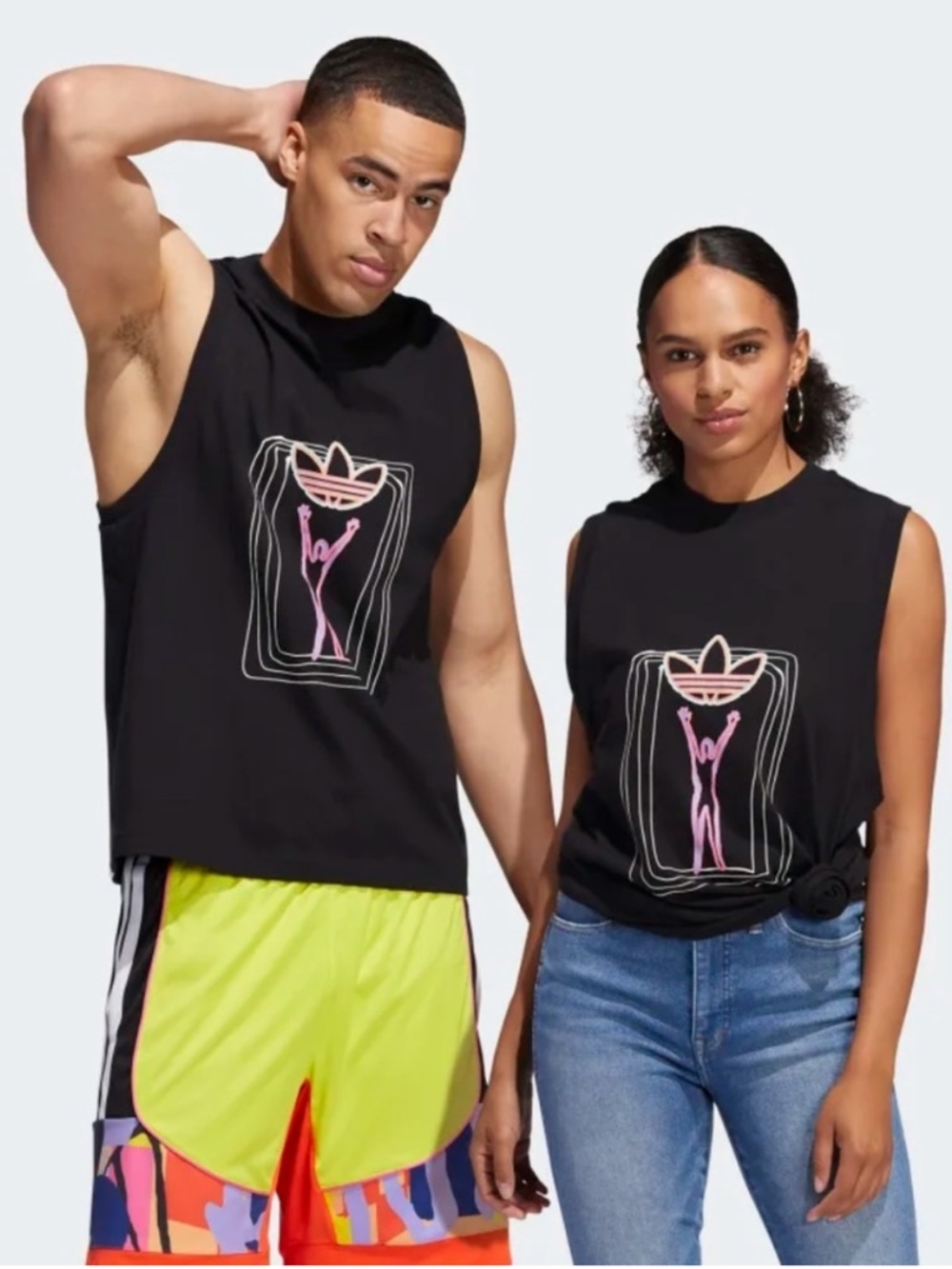Adidas Unisex‎ Love Unites Black Tank Top 100% Cotton Size 2X